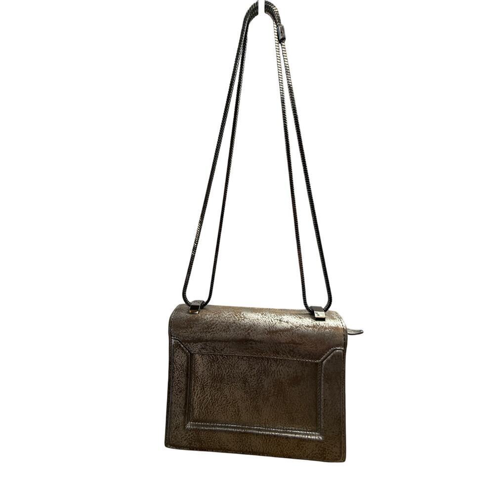 3.1 Phillip Linn Leather Structured Metallic  Silver Gray Crossbody | EUC